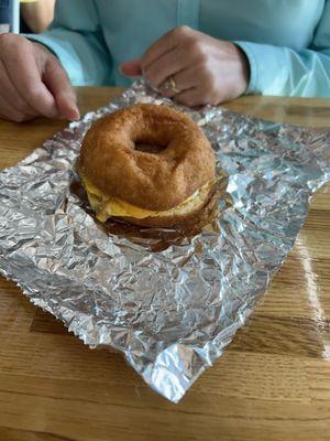 Sausage - egg- cheese breakfast sandwich !