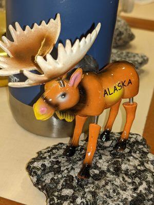 My souvenir Alaska moose magnet on top of my glacier rock!