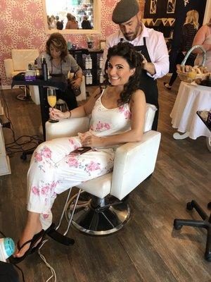 Gorgeous bride getting her hair done!