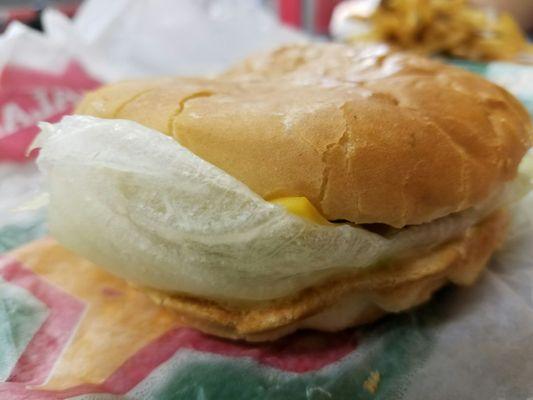 New California Burger, way off from the picture, filling for the time and wow, is that a different sized Patty too; what's really going on