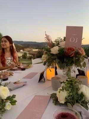 Table set up & view during reception