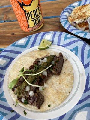 Carne asada side taco. Super delicious.