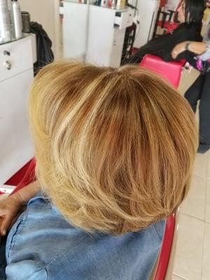 Warm blonde done by Sarah.