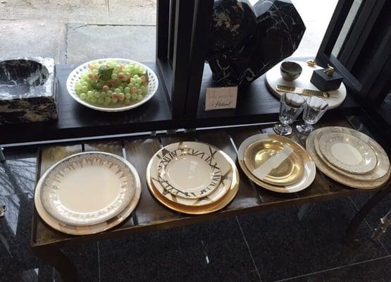 The Kelly Wearstler dinnerware collections on display. Breathtaking.