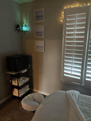 Comfortable and private massage studio.