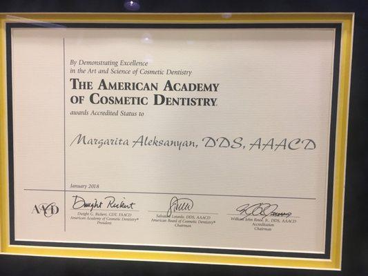 AACD Accredited  with the American Academy of cosmetic dentistry