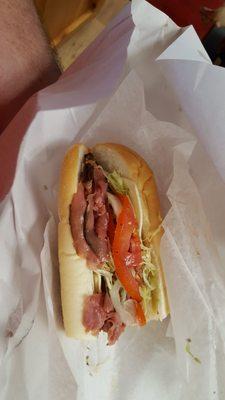 Delicious hoagies. This here is a roast beef sub.