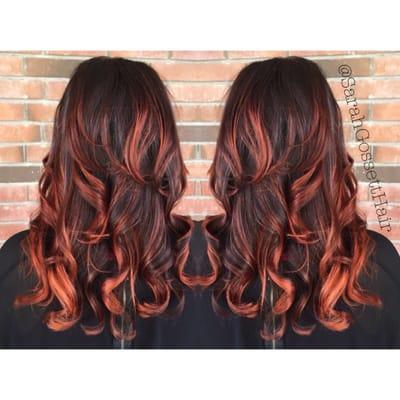 Fiery red balayage