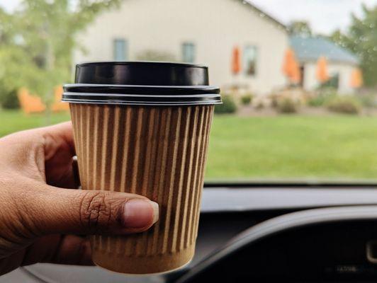 Cute lil slow drive thru. Don't expect it to be quick. Proper sized cappuccino.