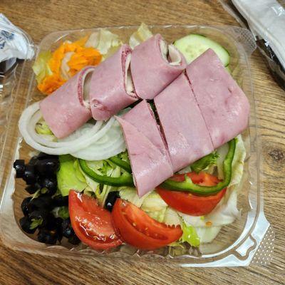 Anti-pasta salad. Rolled ham, salami and provolone on top