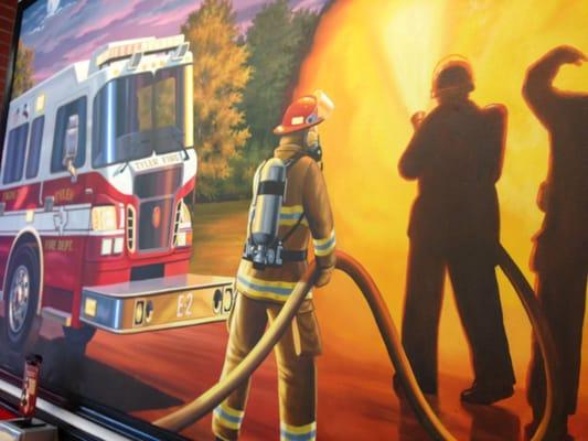 Painting of Engine 2 on the wall.