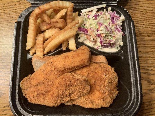 Tilapia Plate. You can get Better fish at Shrimp Co. in Hueytown. Fries below average. Cole slaw good.