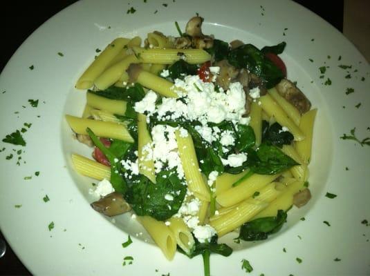 Penne with spinach, feta, cherry tomatoes, walnuts  and porcini mushrooms was good but needed a touch more seasoning