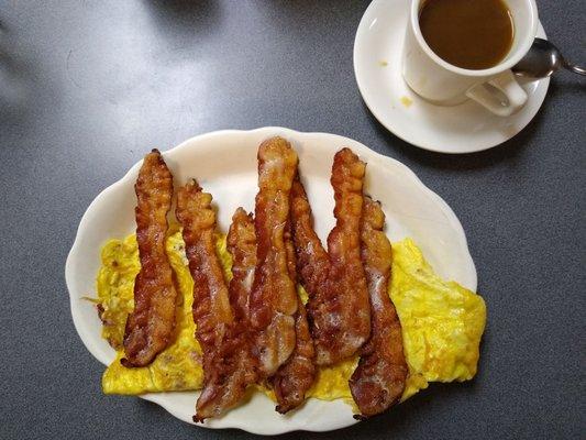 Bacon cheese omelette w/side of bacon