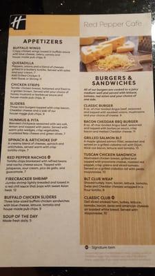 Sandwich menu