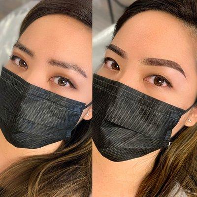 Before and after ombre powder brows