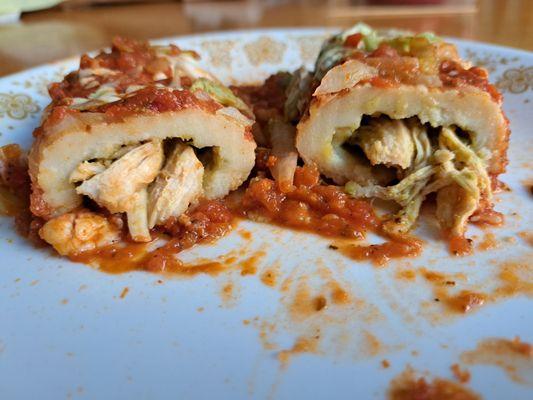 Inside the chicken tamale