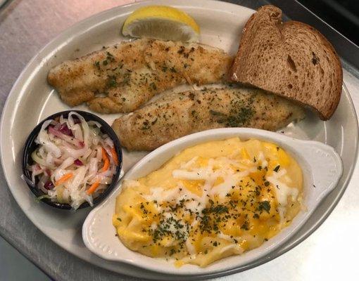 Walleye with Garlic Mashed Potatoes