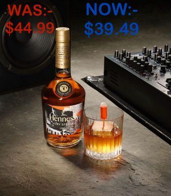 Hennessy @39.49 for 750ml
1.75 L@ $92.99