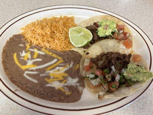 Carne Asada taco plate