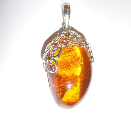 Sterling Natural Amber Pendant