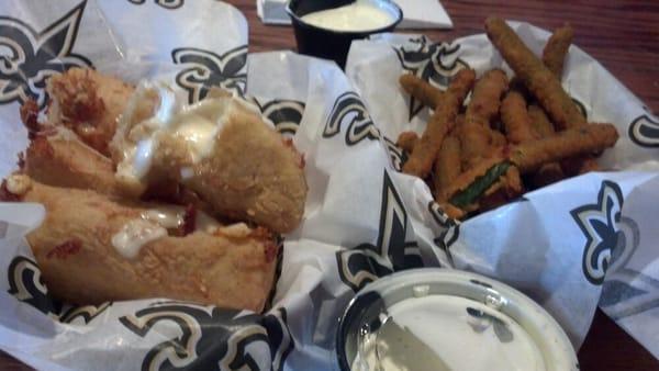 Cheese sticks and spicy fried green beans