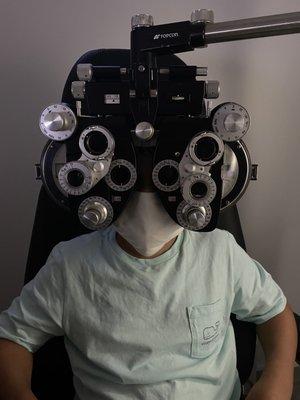 My son after getting his eye exam