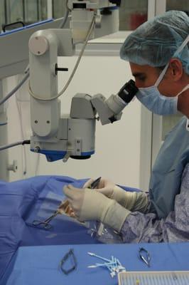 Our board certified ophthalmologist performing cataract surgery on one of our patients.