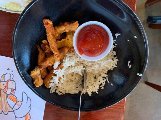 Kids chicken pakora with rice