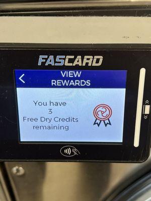 Screen on dryer for free dry credits.