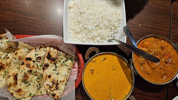 Dinner for 2 Garlic Naan Chicken Tikka Masala Lamb Korma Basmati Rice