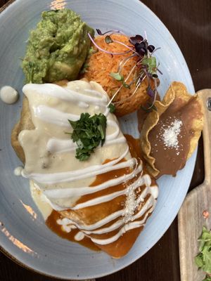 This is my Chimichanga. So beautiful like artwork you can eat! I ordered it with carne that was cooked and seasoned perfectly.