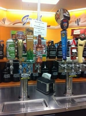 Beer on tap w/growlers sold here!