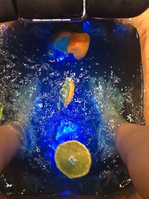 Fresh citrus in the water is a nice touch