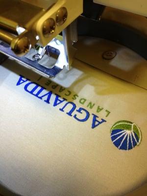 Embroidery on our in house embroidery machine! http://www.youtube.com/watch?v=UhZeQn6FV-U Click to view our demo on youtube