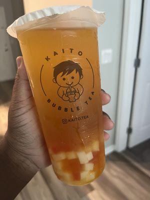 Mango Green Tea with Rainbow Jelly