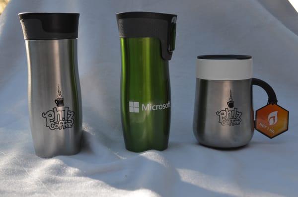 Contigo drinkware westloop and Anna desk mug with company logo