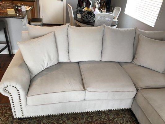 Our nice white sectional is like new after Louis' magical touch!