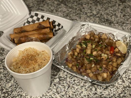 Sisig, Lumpia, & Garlic Fried Rice