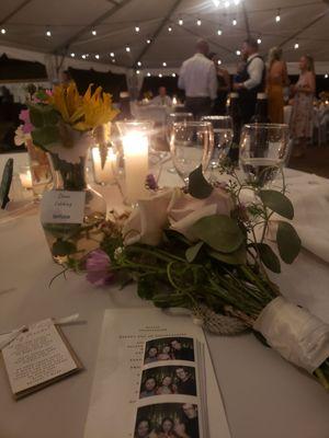 Our beautiful tables  eating and dance area.