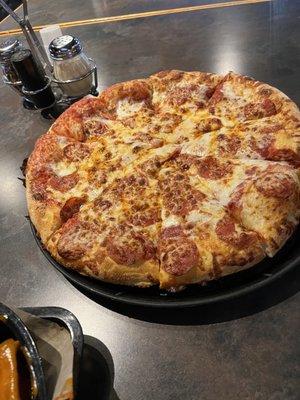 Large Traditional crust, extra cheese, pepperoni