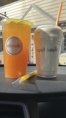 Mango smash lifted tea and a french vanilla shake