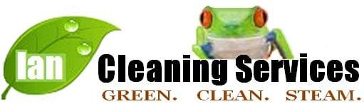 IAN Cleaning Services Logo - Green. Clean. Steam. - Auto Detailing. Residential. Steam Cleaning. Commercia