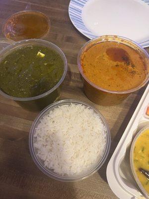 Lahsooni Palak Paneer (Garlic Flavored Spinach with Paneer) Butter Paneer Butter Masala (16 oz) Side STEAMED BASMATI RICE (8oz)