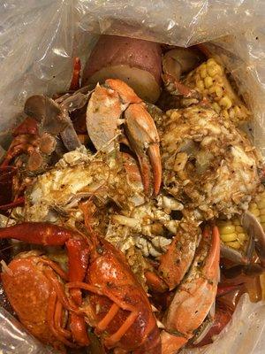 Crawfish and Blue Crab seafood boil.