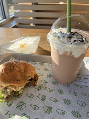 Seasonal toffee milkshake and Shroom burger