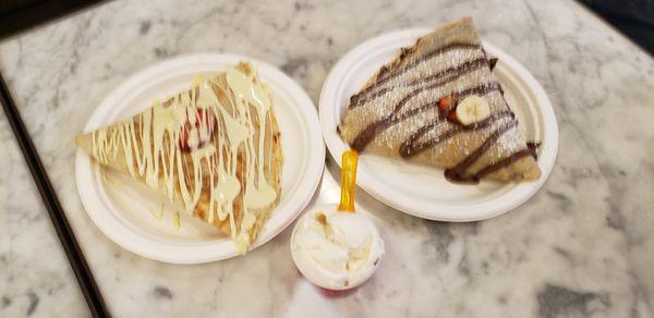 Strawberry Crumble, Tuttie Fruttie with ice cream (left to right)