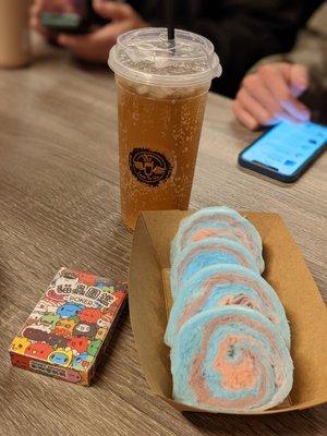 Cotton candy roll and Wintermelon flavored Italian soda!