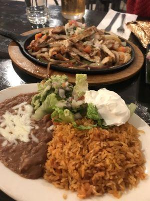 fajitas with rice and beans