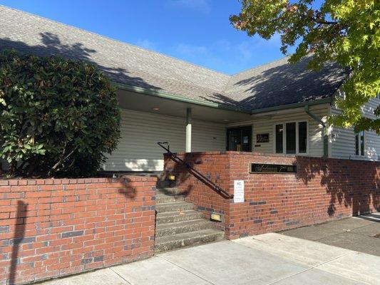 Front office entrance. facing 6th street - Ramp available on B street to the left of the carport